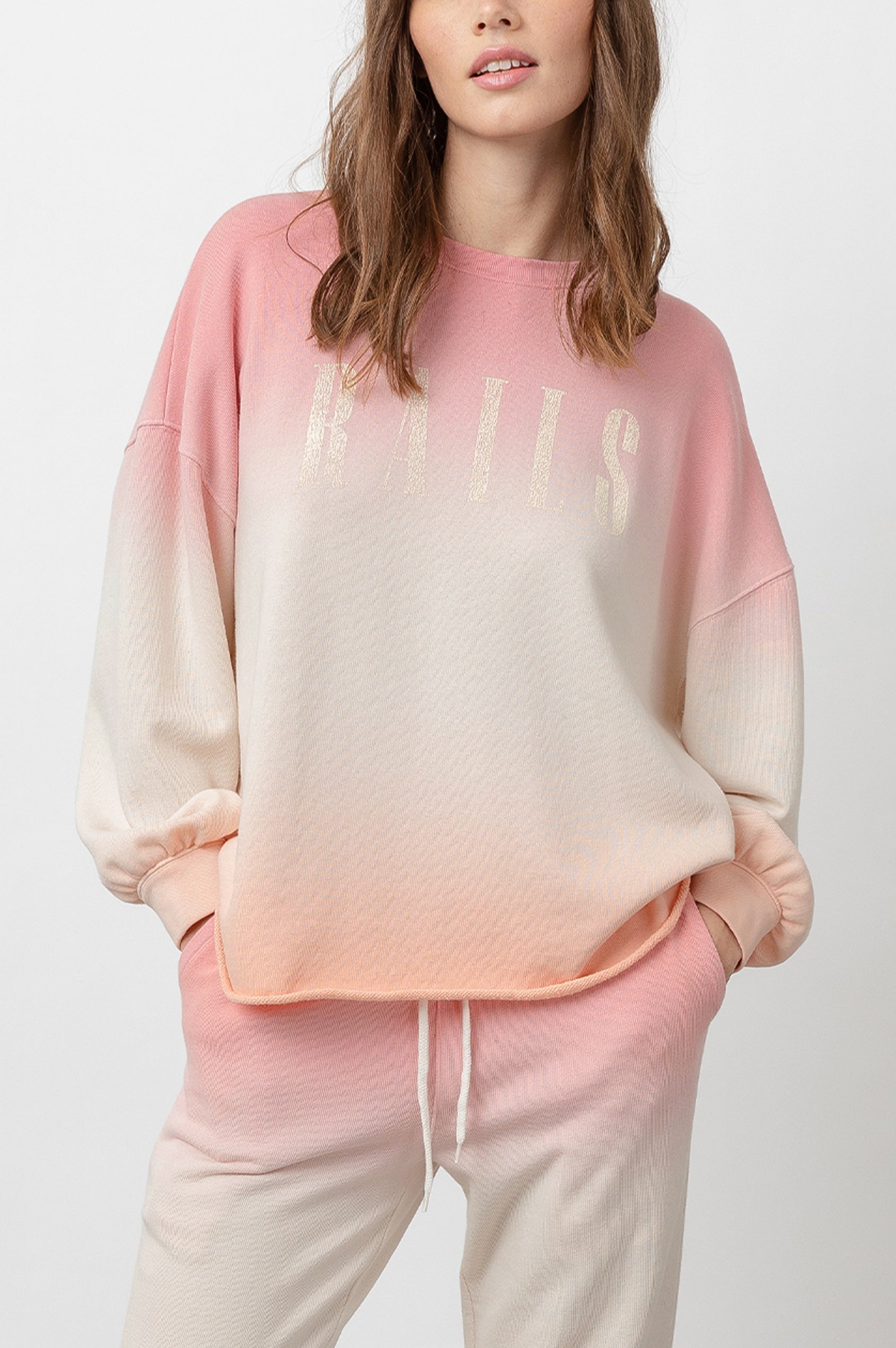 SIGNATURE-SWEATSHIRT-PEACH-PINK-DIP-DYE-FRONT