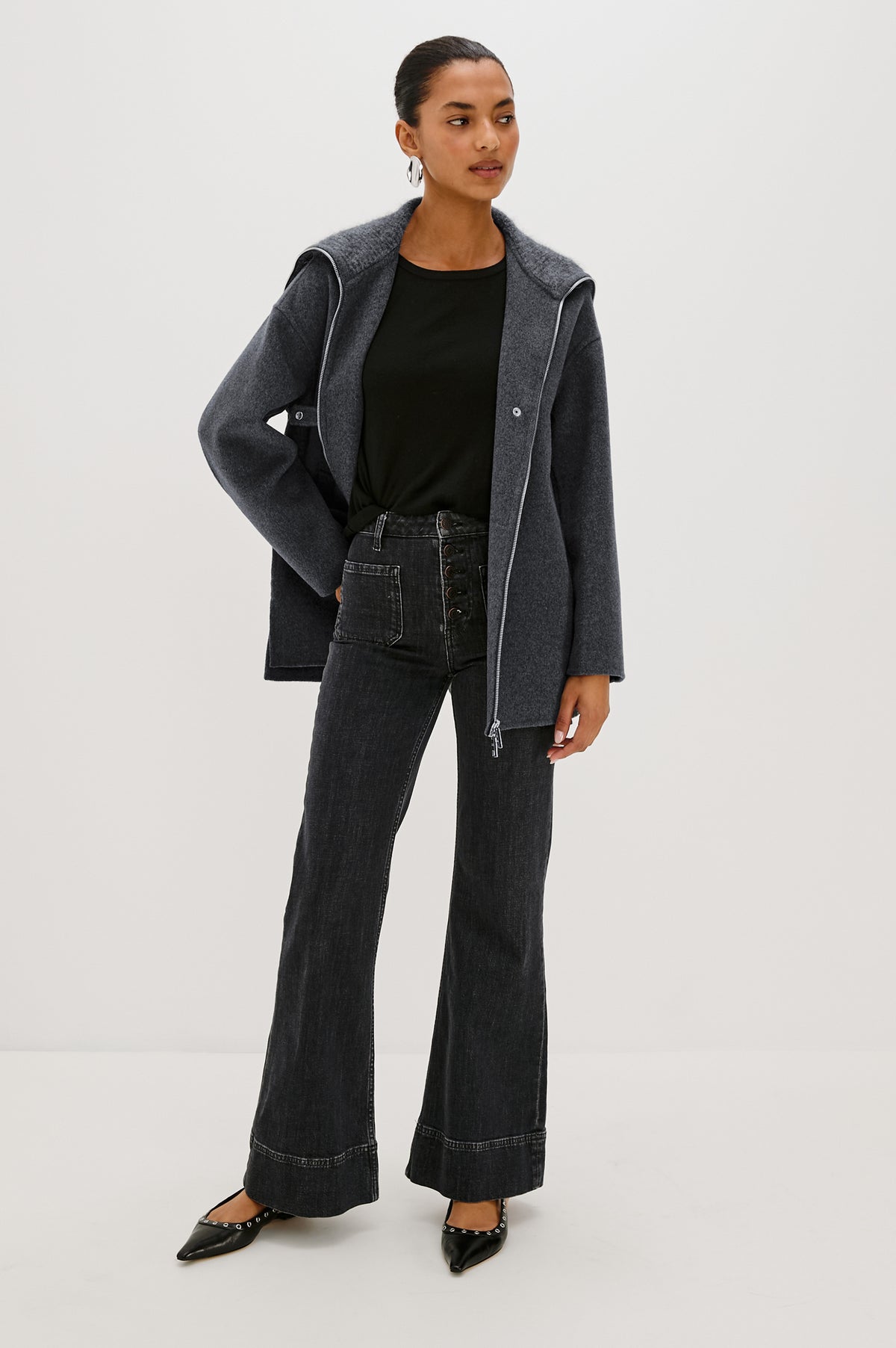 The Merino Knitted Jacket - Charcoal The Merino Knitted Jacket - Charcoal