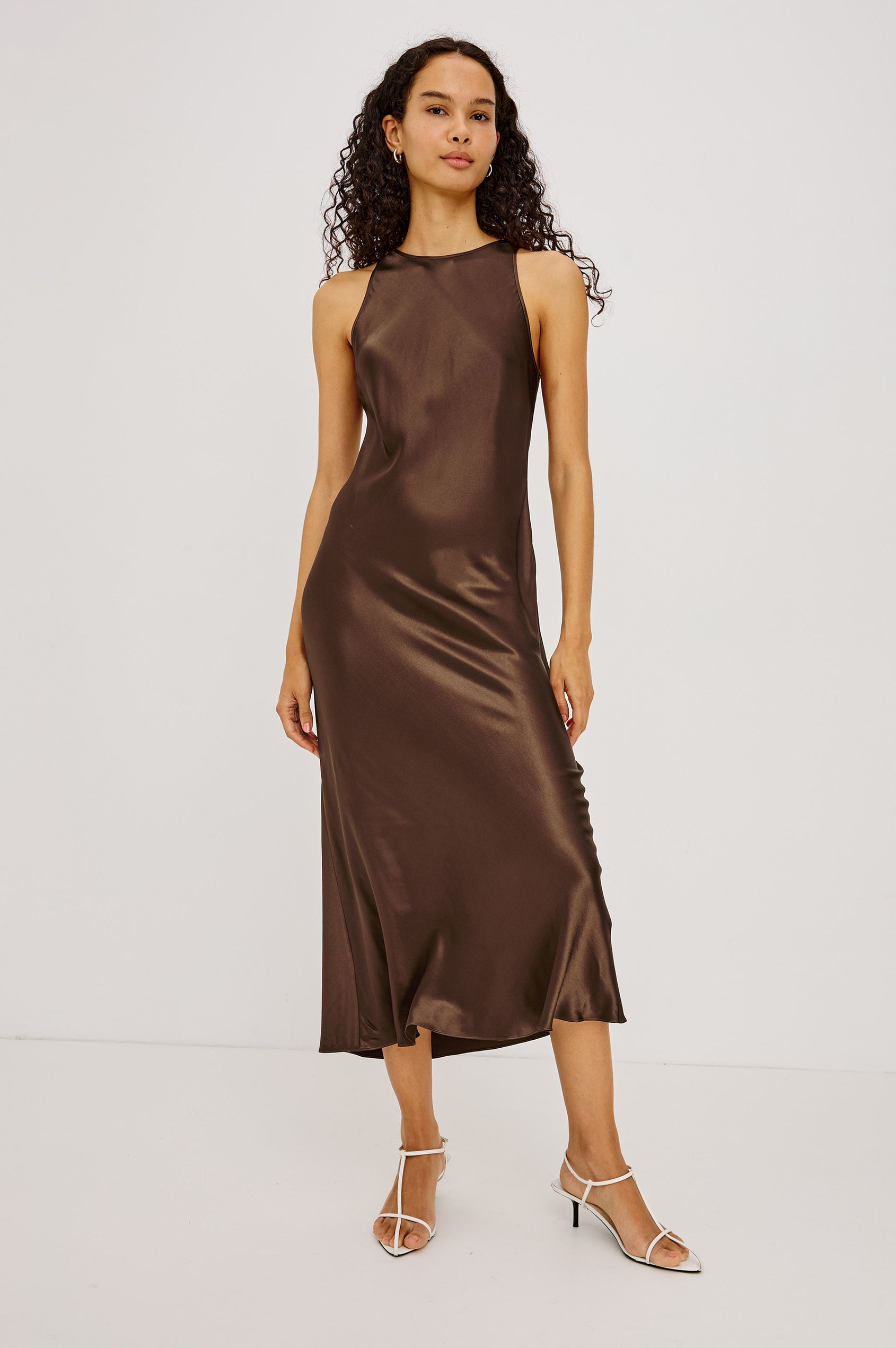 Rails | Solene Dress - Espresso | Luxury Satin | Size M