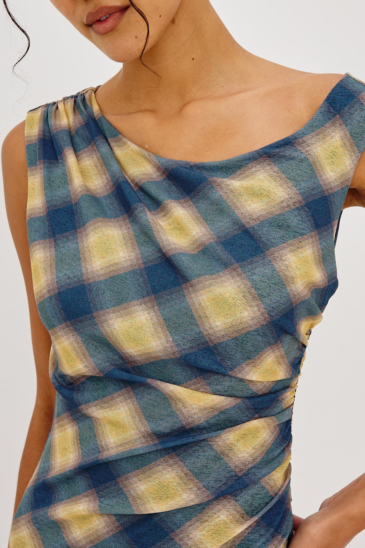 SORRA DRESS - NAVY SAGE PLAID – Rails