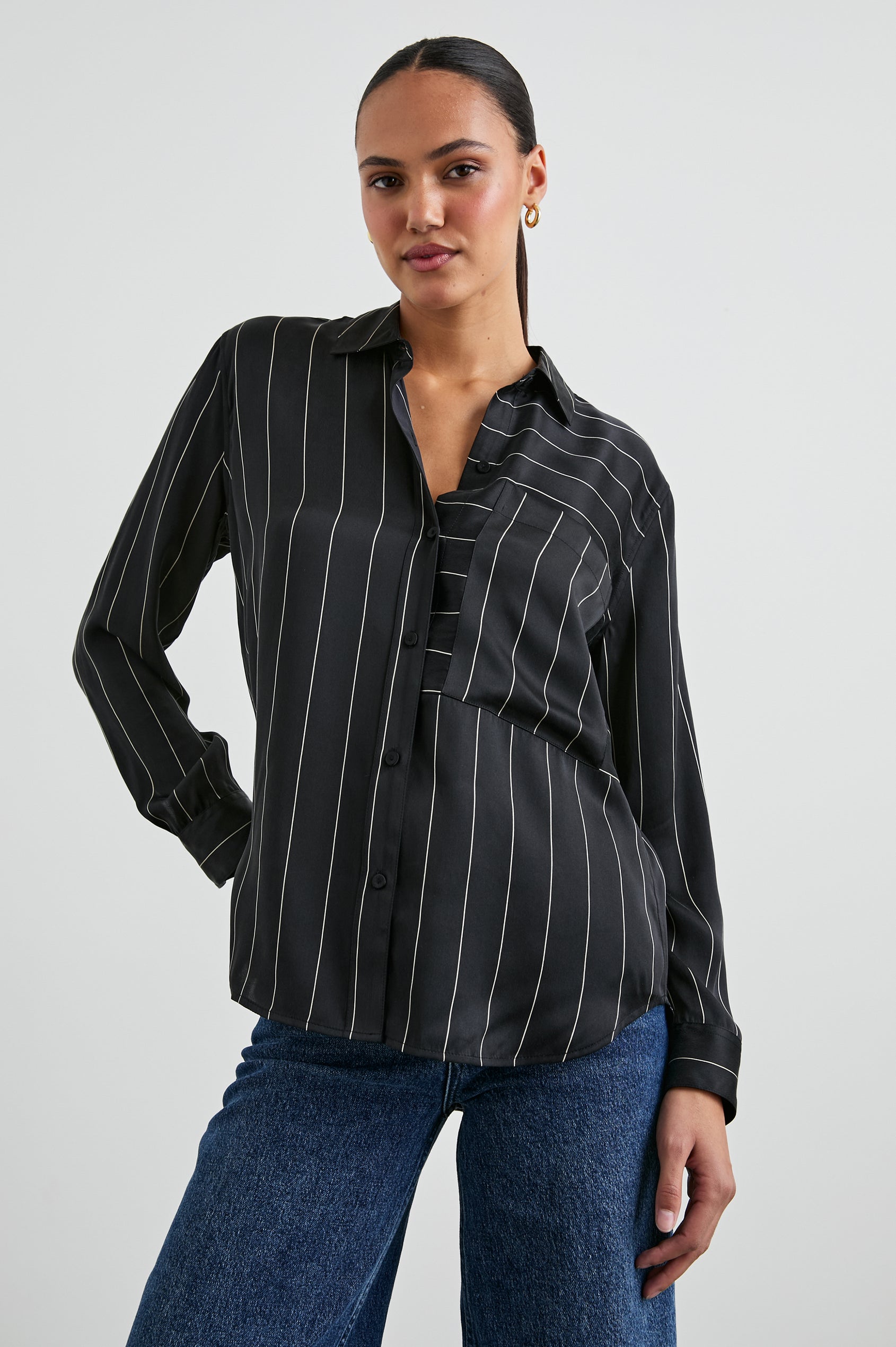 Rails - Spencer Silk Stripe Shirt - Women - Ink