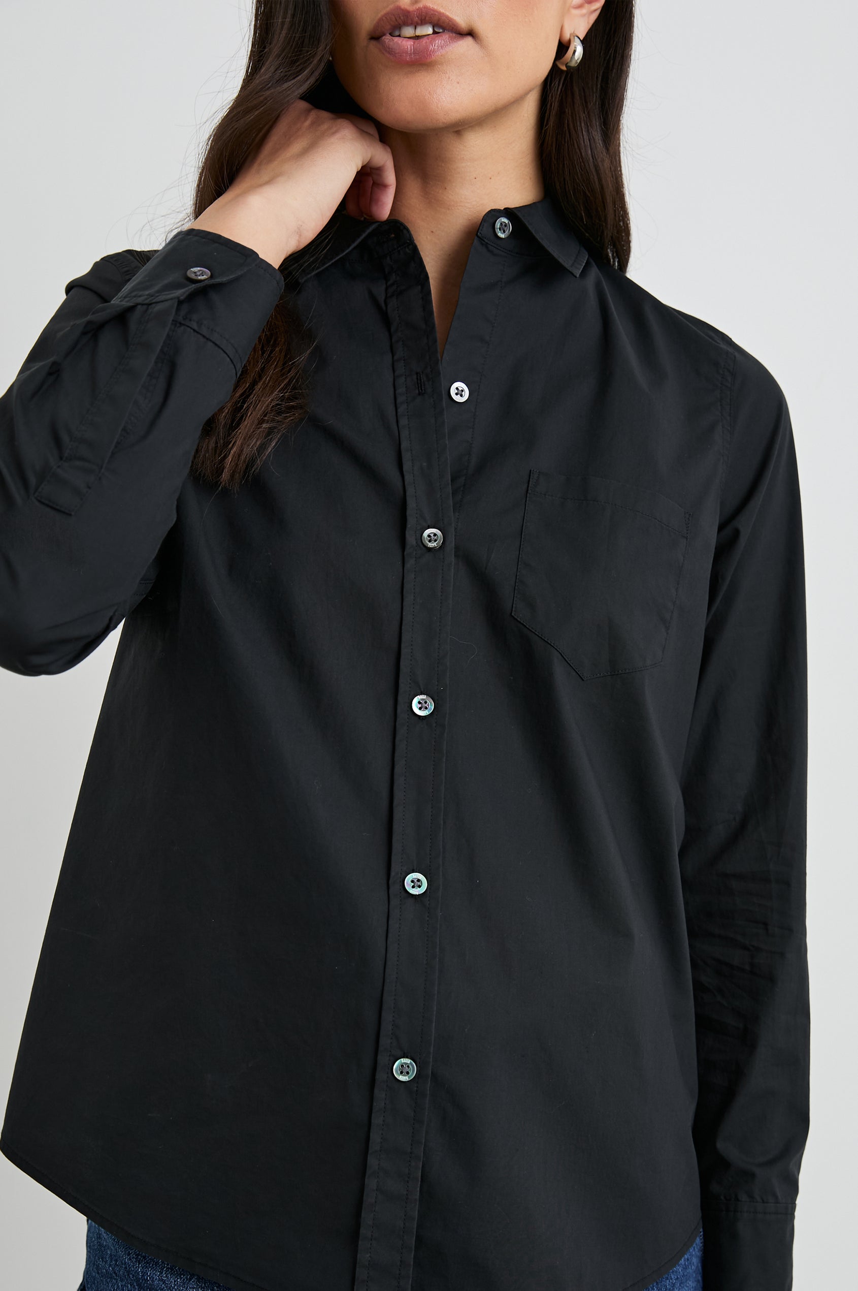 Rails | Stina Shirt - Black | Premium Cotton | Size S | Women's Tops Rails | Stina Shirt - Black | Premium Cotton | Size S | Women's Tops
