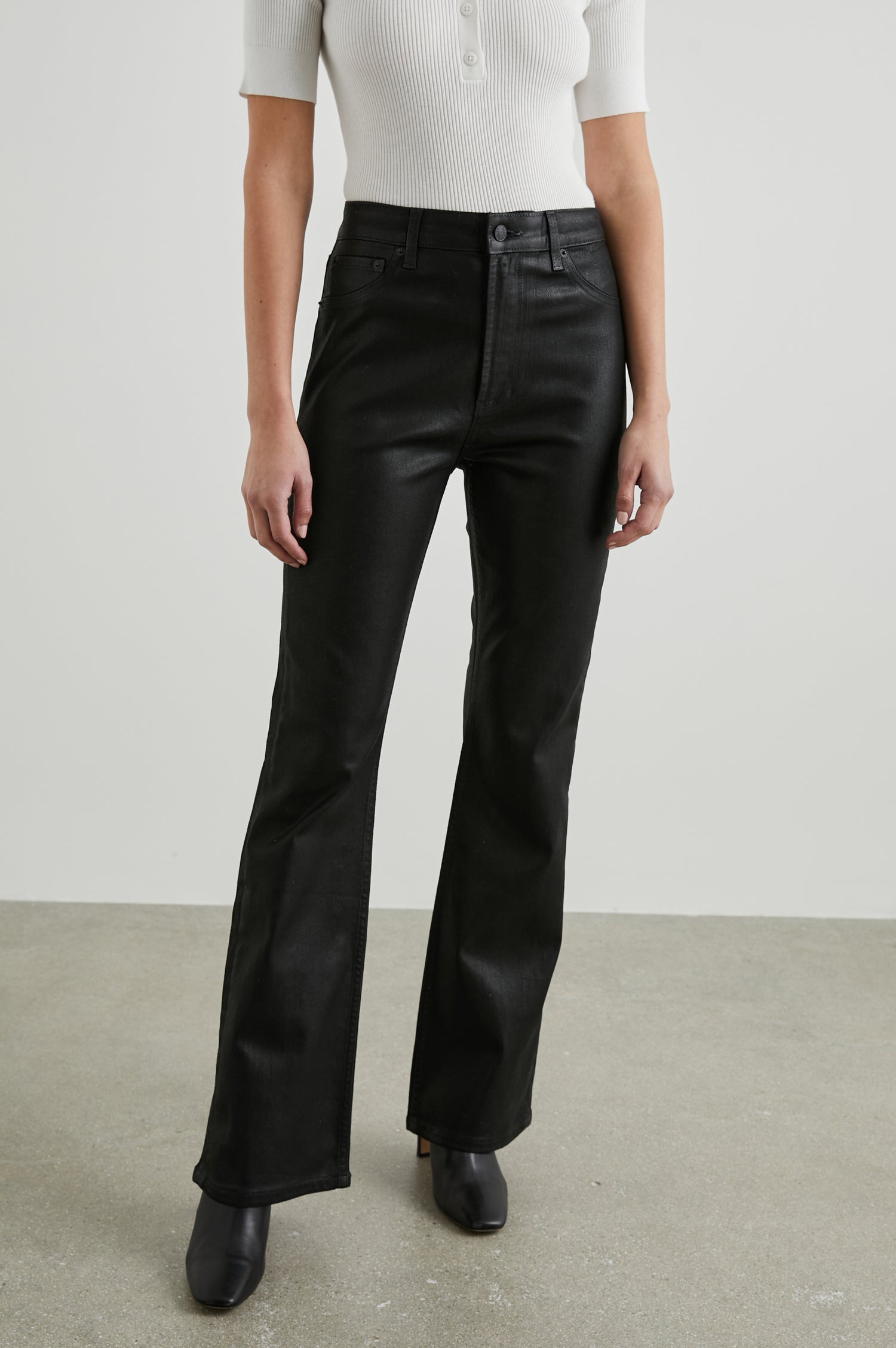 SUNSET SLIM BOOT COATED NOIR - FRONT