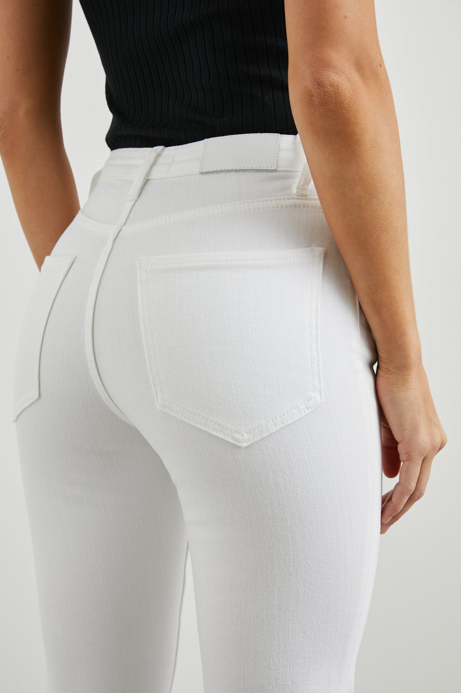 SUNSET CROP SLIM FLARE - SALT WHITE - BACK DETAILS