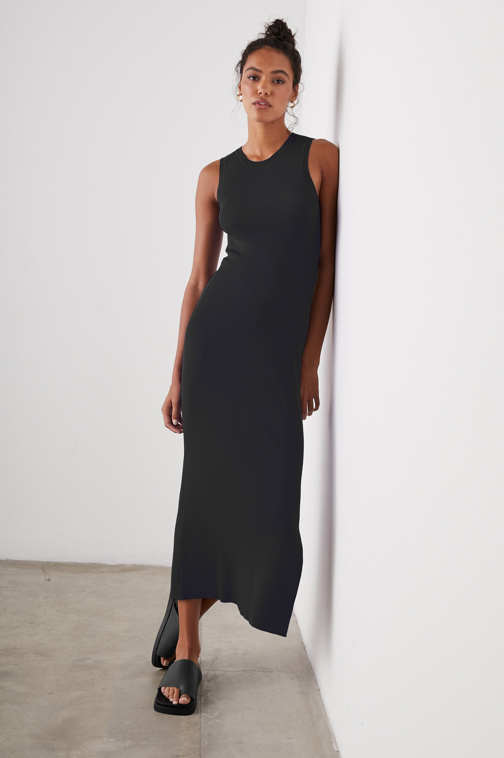 black ribbed sleeveless dress ASOS Design - Ribbed Sleeveless Bubble Hem Mini Dress - Women - Cotton/Spandex - 10 US