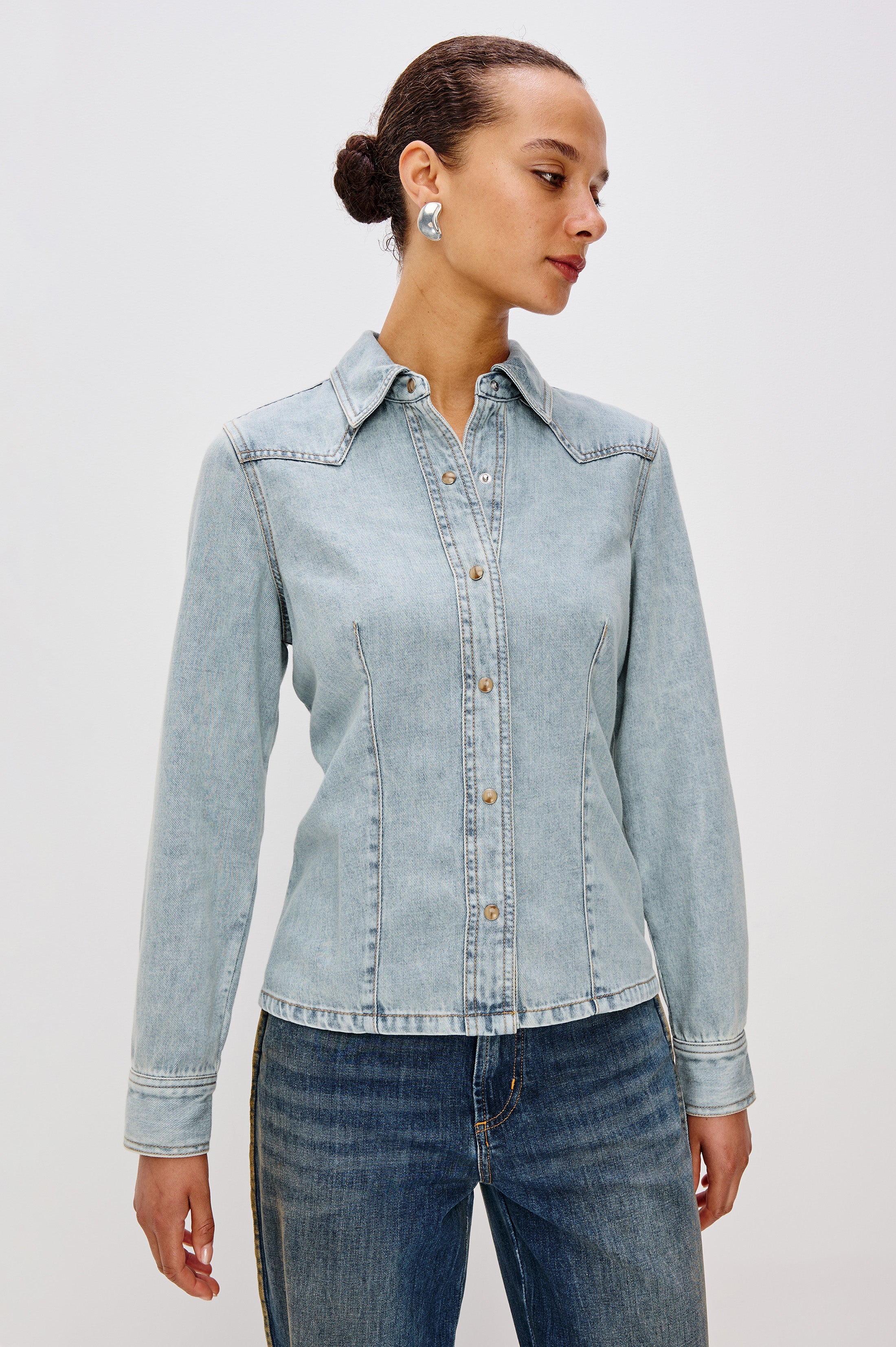 TAIANA SHIRT - BLEACHED INDIGO – Rails