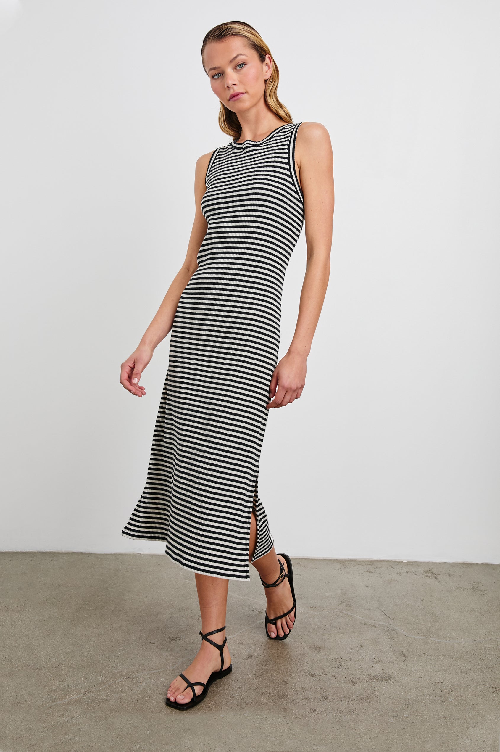TANK-DRESS-BLACK-BIRCH-STRIPE-IN MOTION