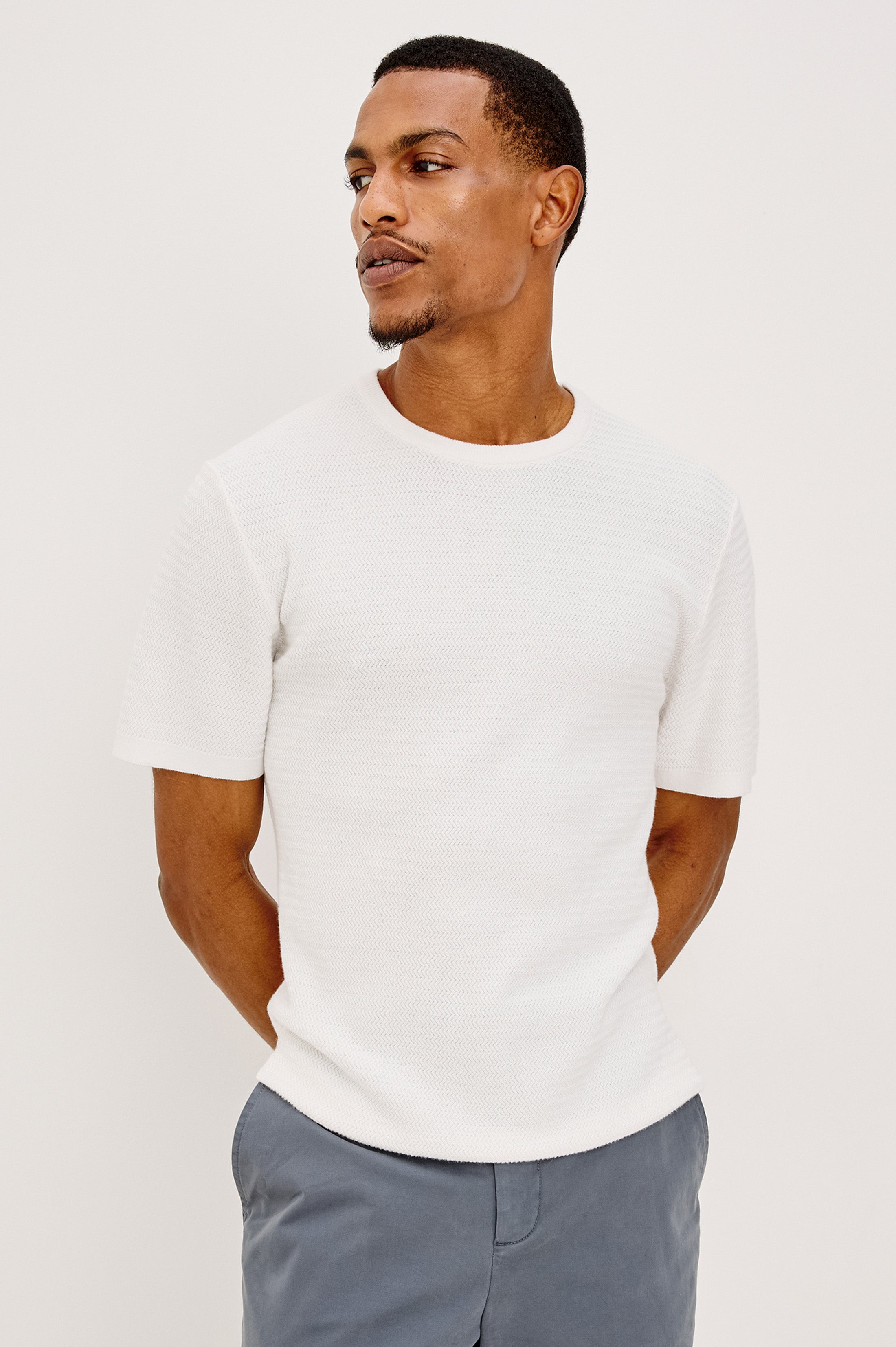 THEO SHORT SLEEVE SWEATER - PORCELAIN – Rails