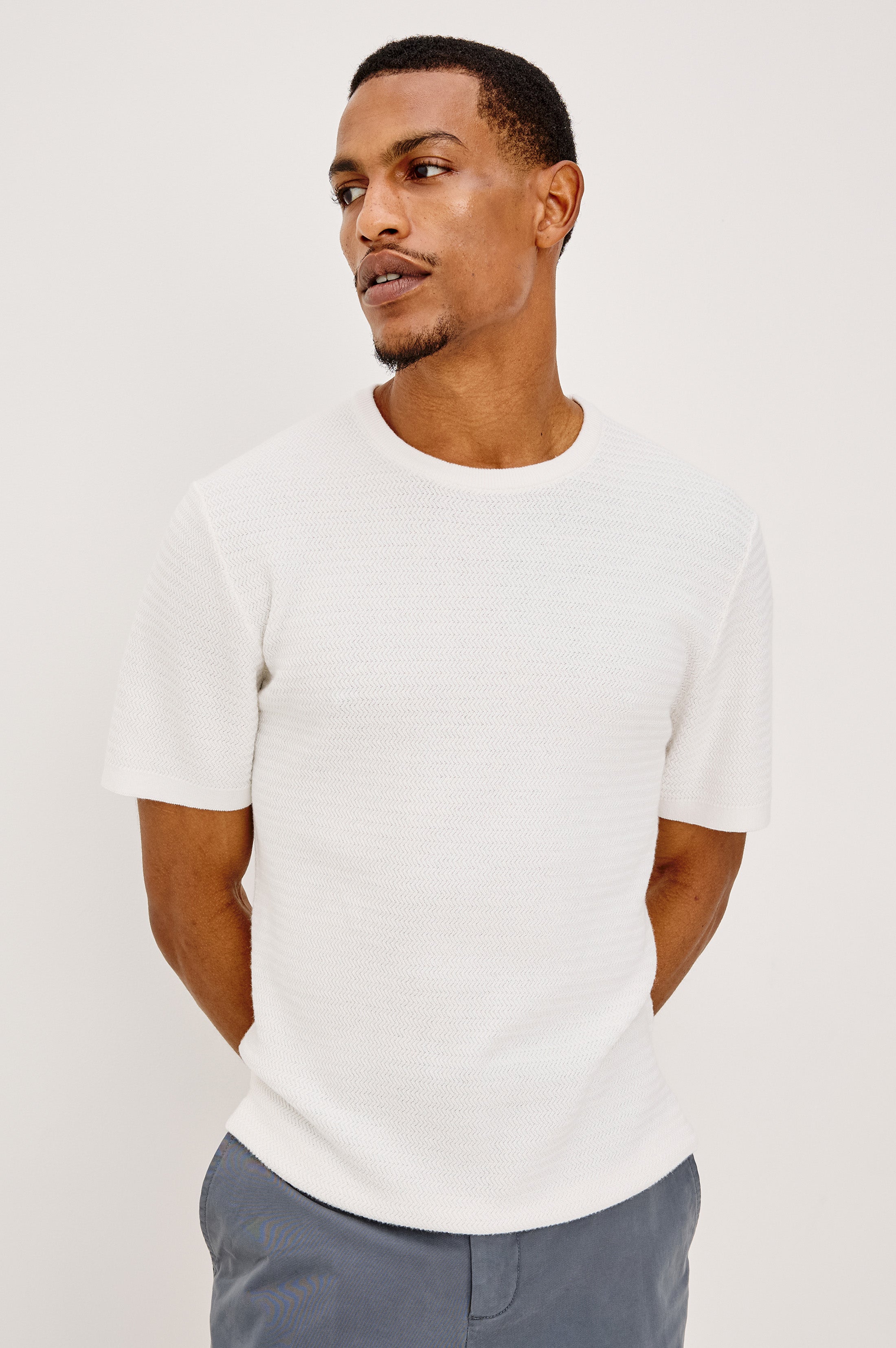 THEO SHORT SLEEVE SWEATER - PORCELAIN – Rails