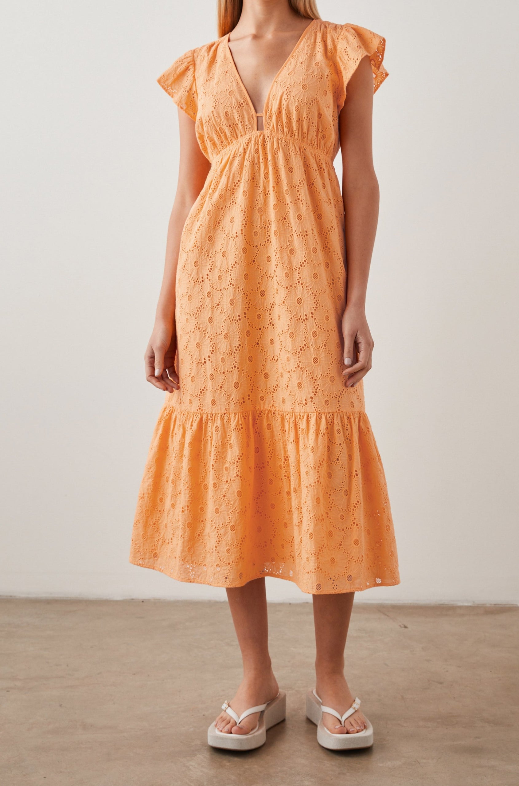 TINA DRESS MARIGOLD EYELET - FRONT