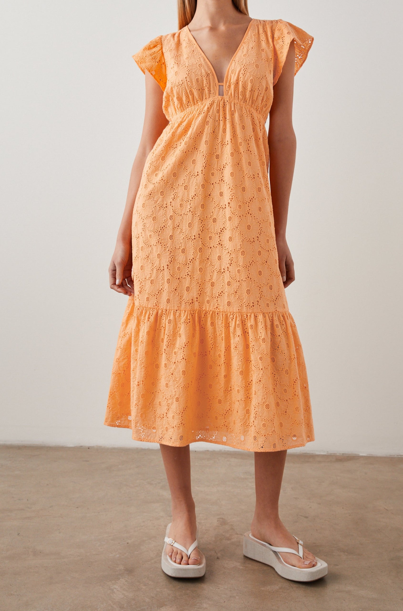 TINA DRESS MARIGOLD EYELET - FRONT
