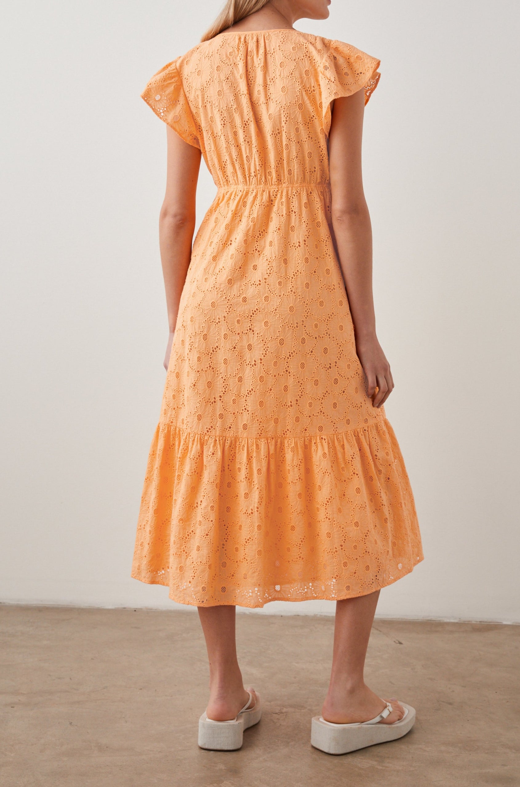 TINA DRESS MARIGOLD EYELET - BACK