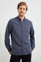 Tristan Long-Sleeve Button Down with a Chest Patch Pocket in Mountain Eclipse Colorway, a blue - Front View Featured on Model