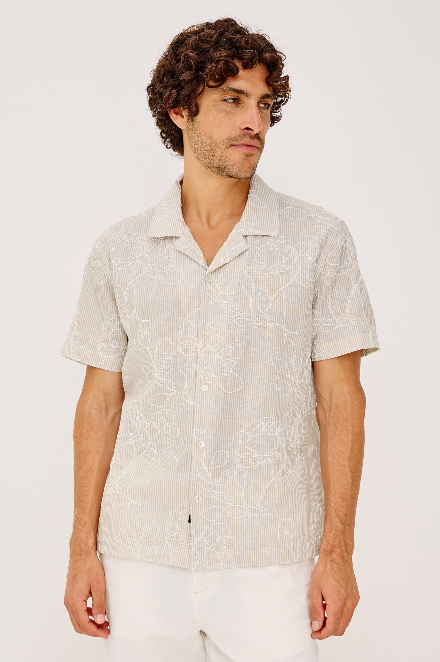 TYLER SHIRT - BOUQUET KHAKI STRIPE