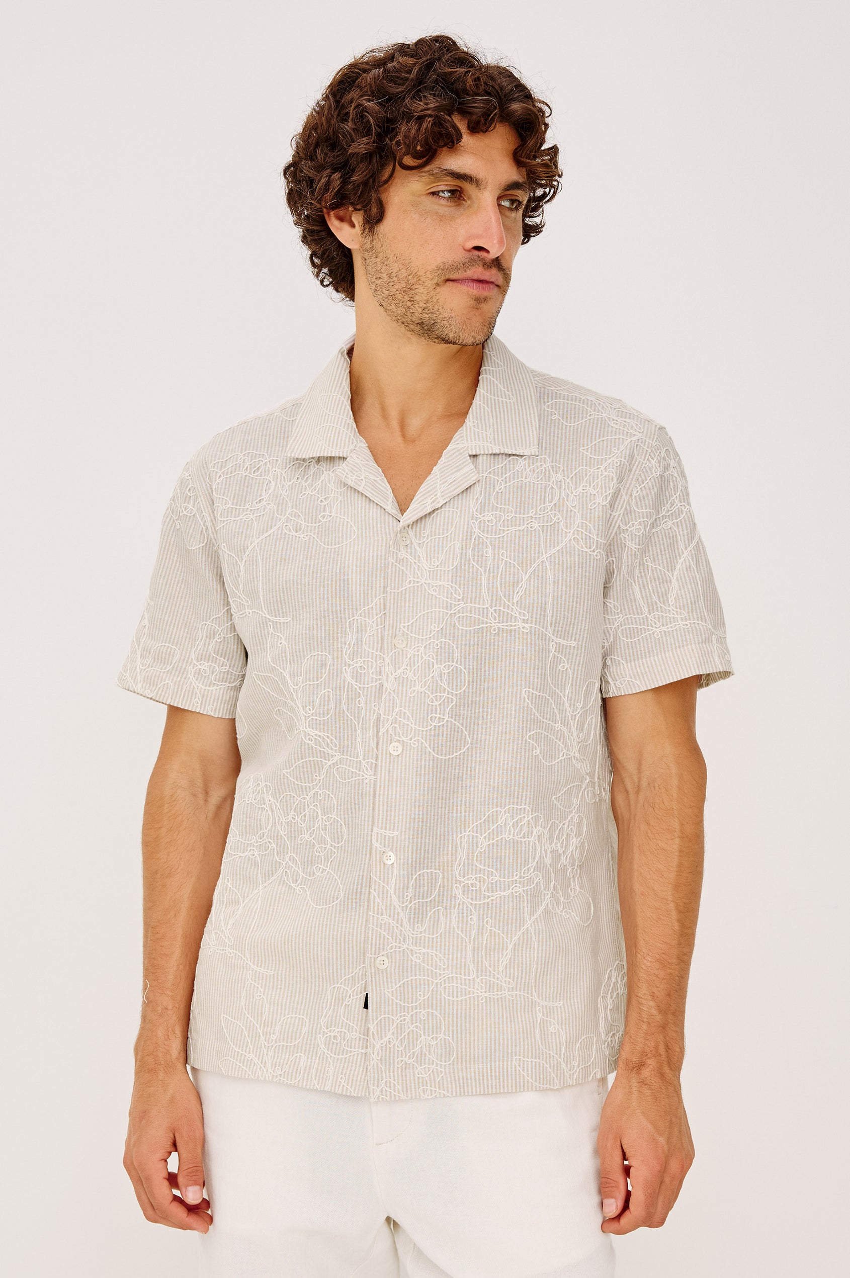 TYLER SHIRT - BOUQUET KHAKI STRIPE