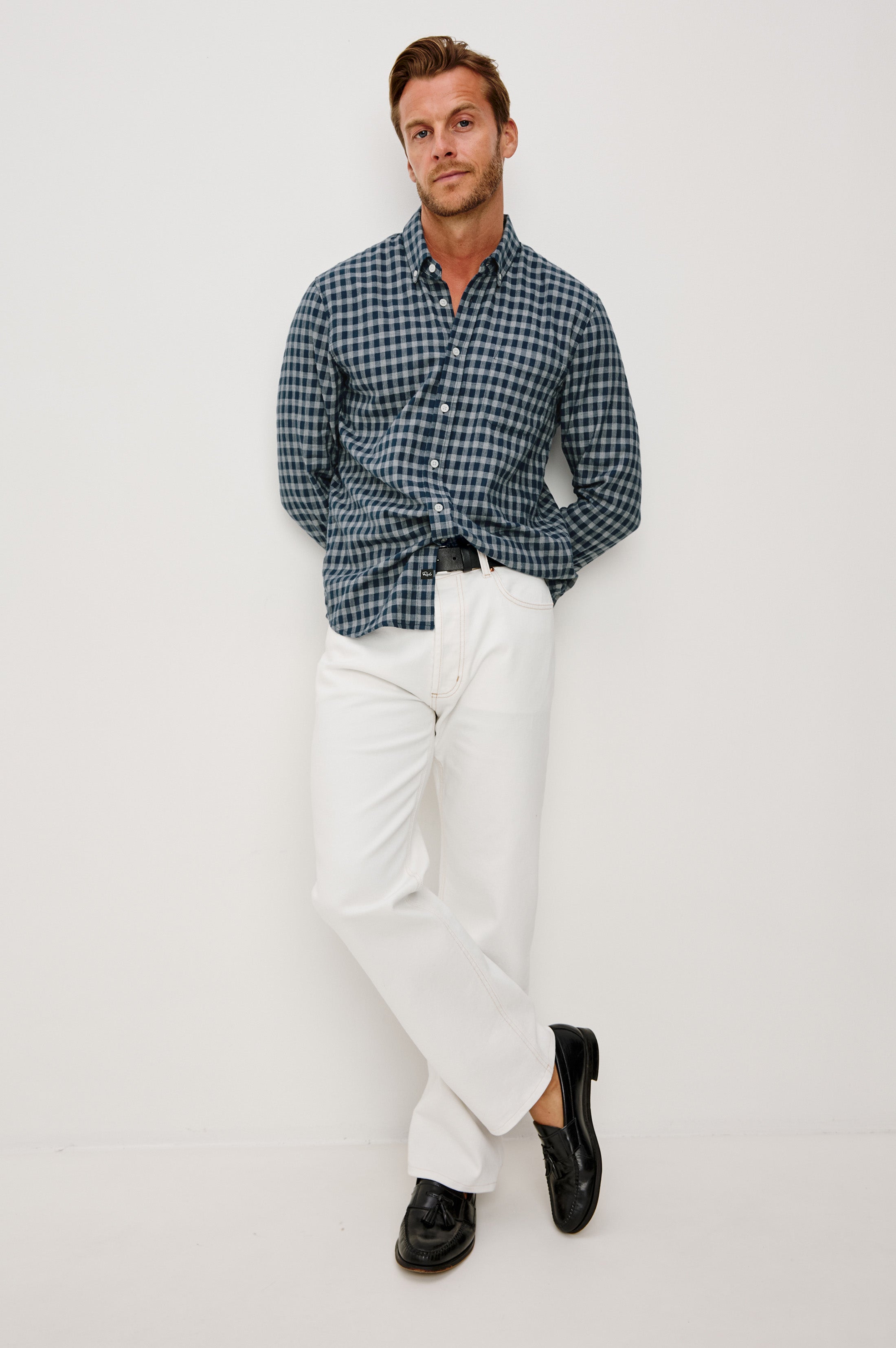 VANCE SHIRT - NAVY IVORY CHECK – Rails