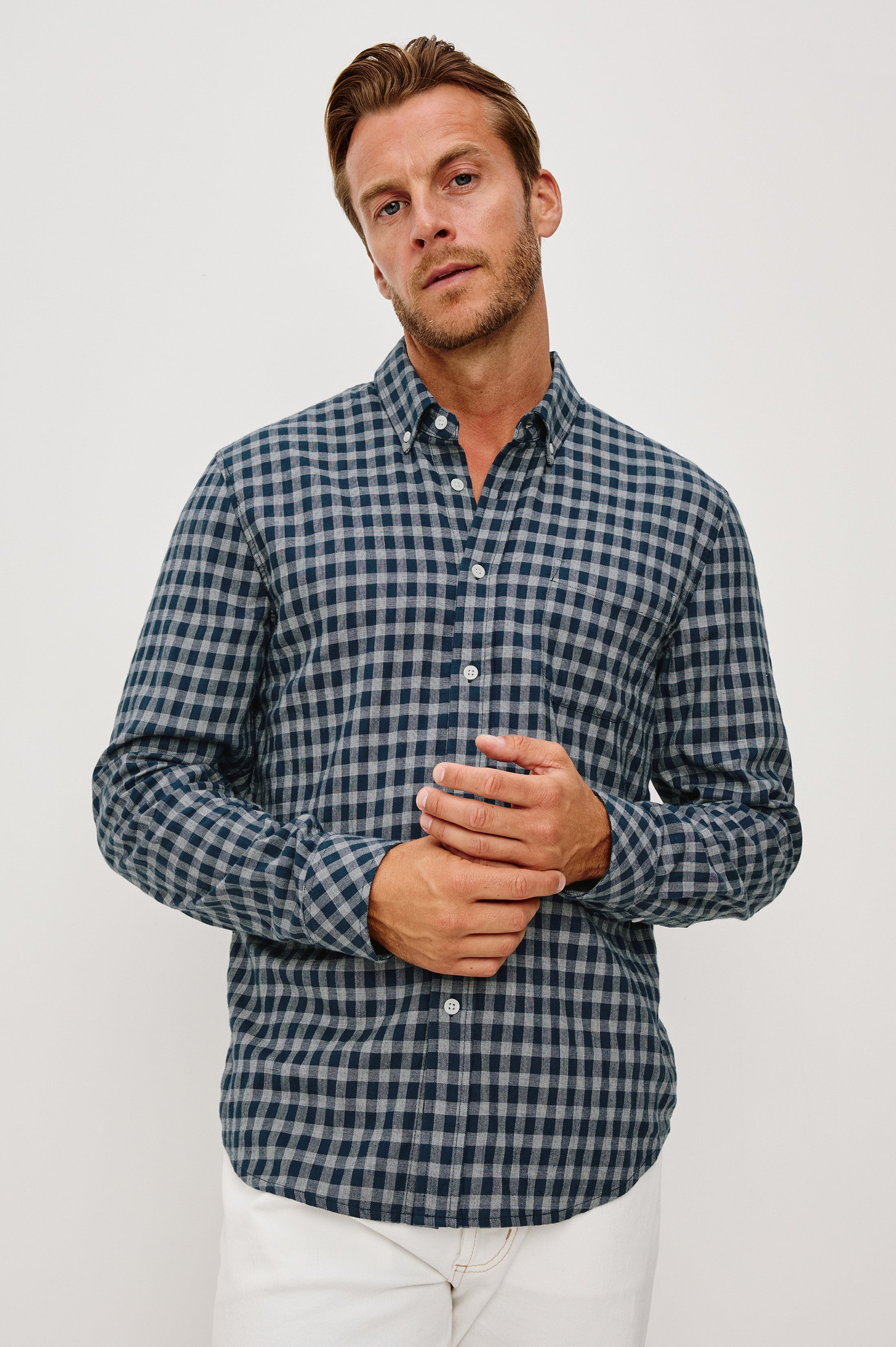VANCE SHIRT - NAVY IVORY CHECK – Rails