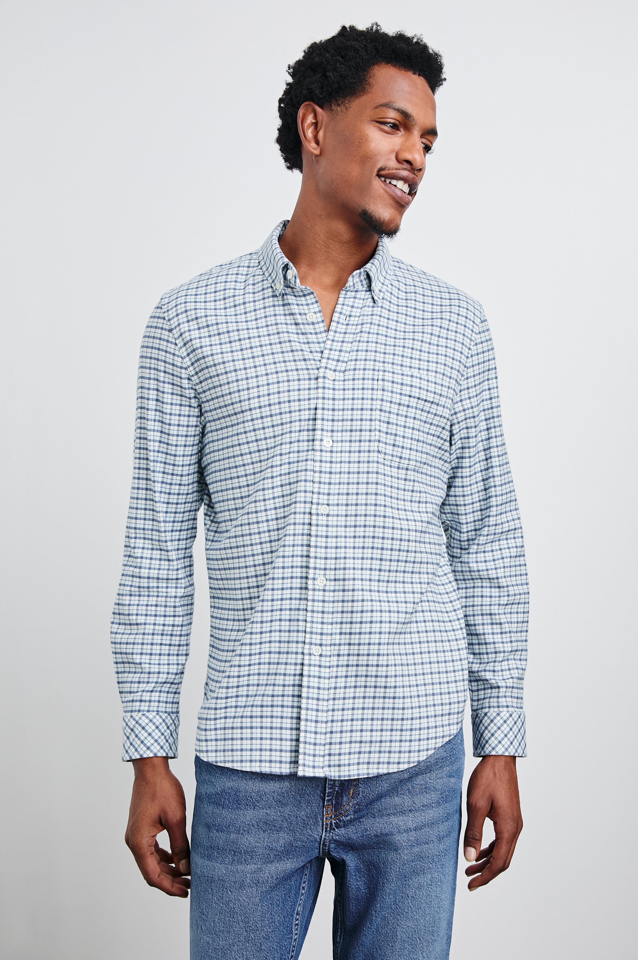 VANCE SHIRT - STELLAR NAVY CHECK – Rails