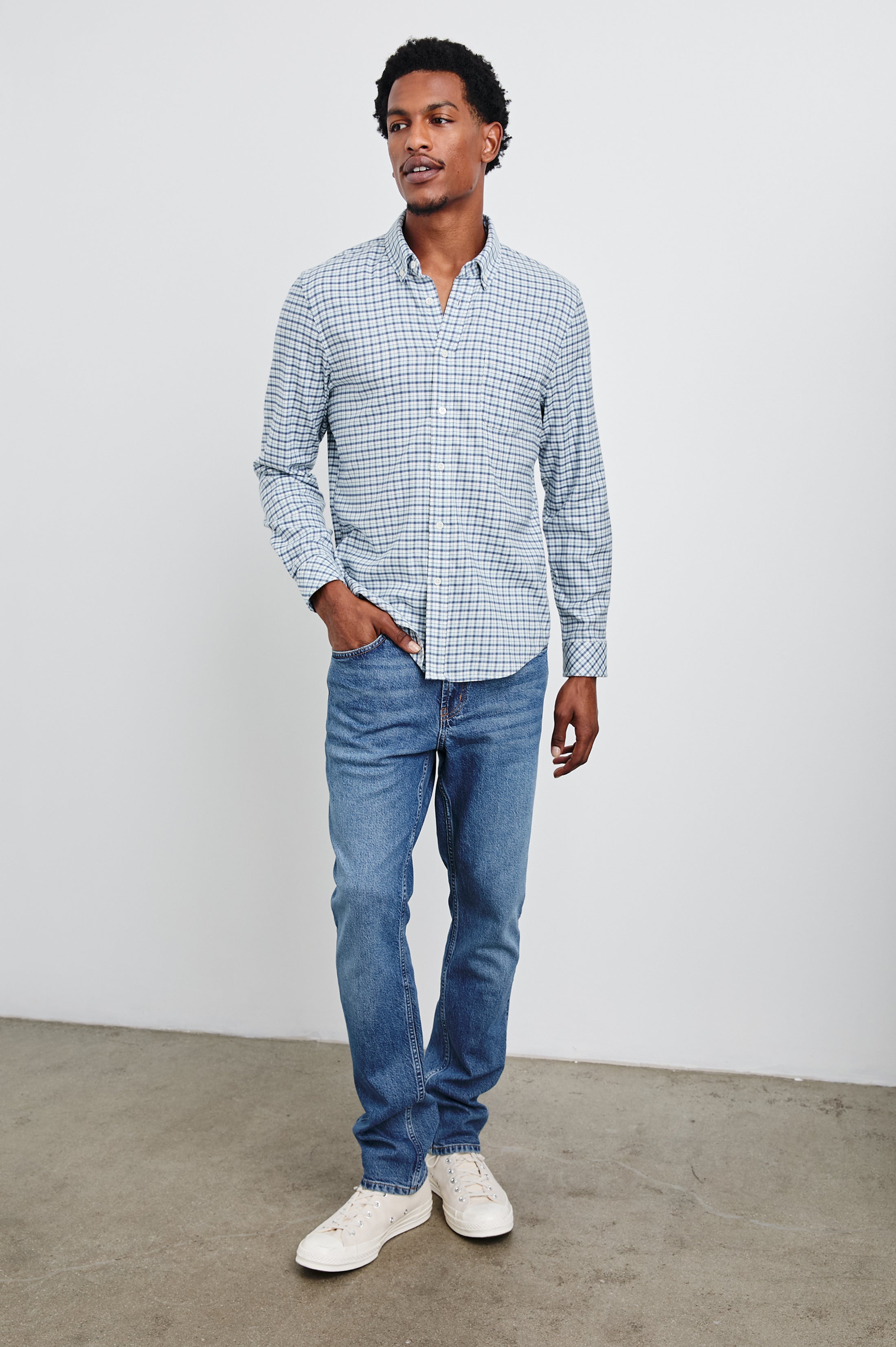 VANCE SHIRT - STELLAR NAVY CHECK – Rails