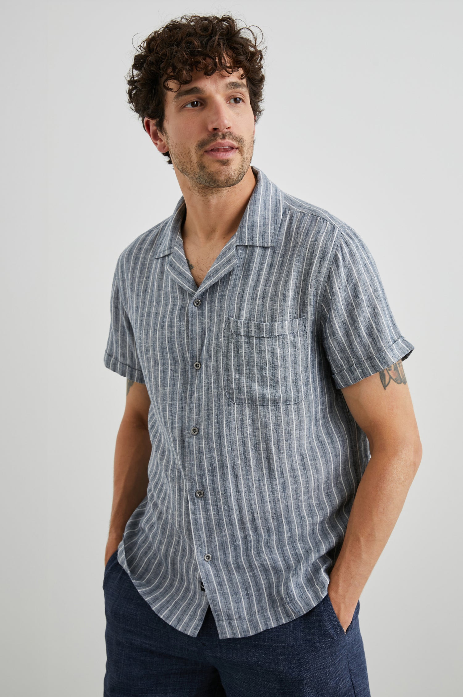 WAIMEA SHIRT - OCEAN MIST STRIPE - FRONT BODY