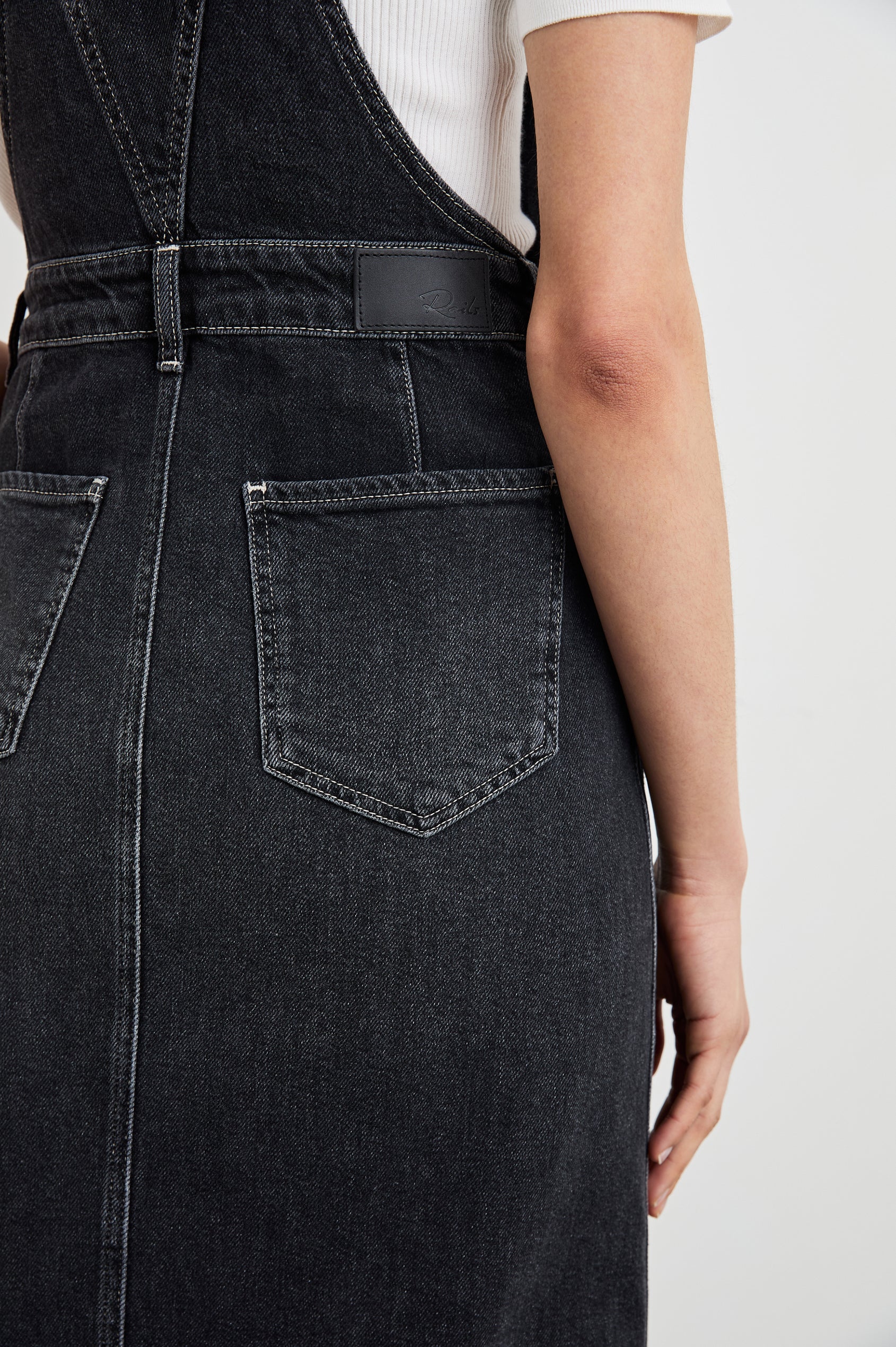 black denim dress overalls Topshop Black Denim Overall Buckle Strap Mini Dress 2