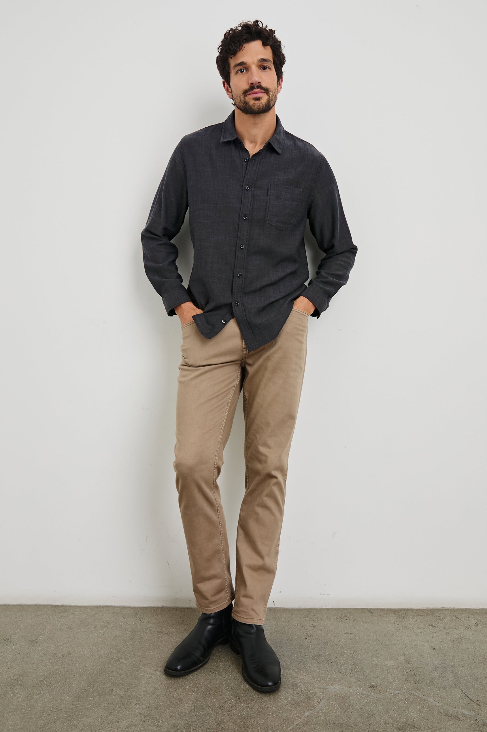 Rails | Wyatt Shirt - Black Chambray | Premium Cotton | Size XS | Men's Tops Rails | Wyatt Shirt - Black Chambray | Premium Cotton | Size XS | Men's Tops