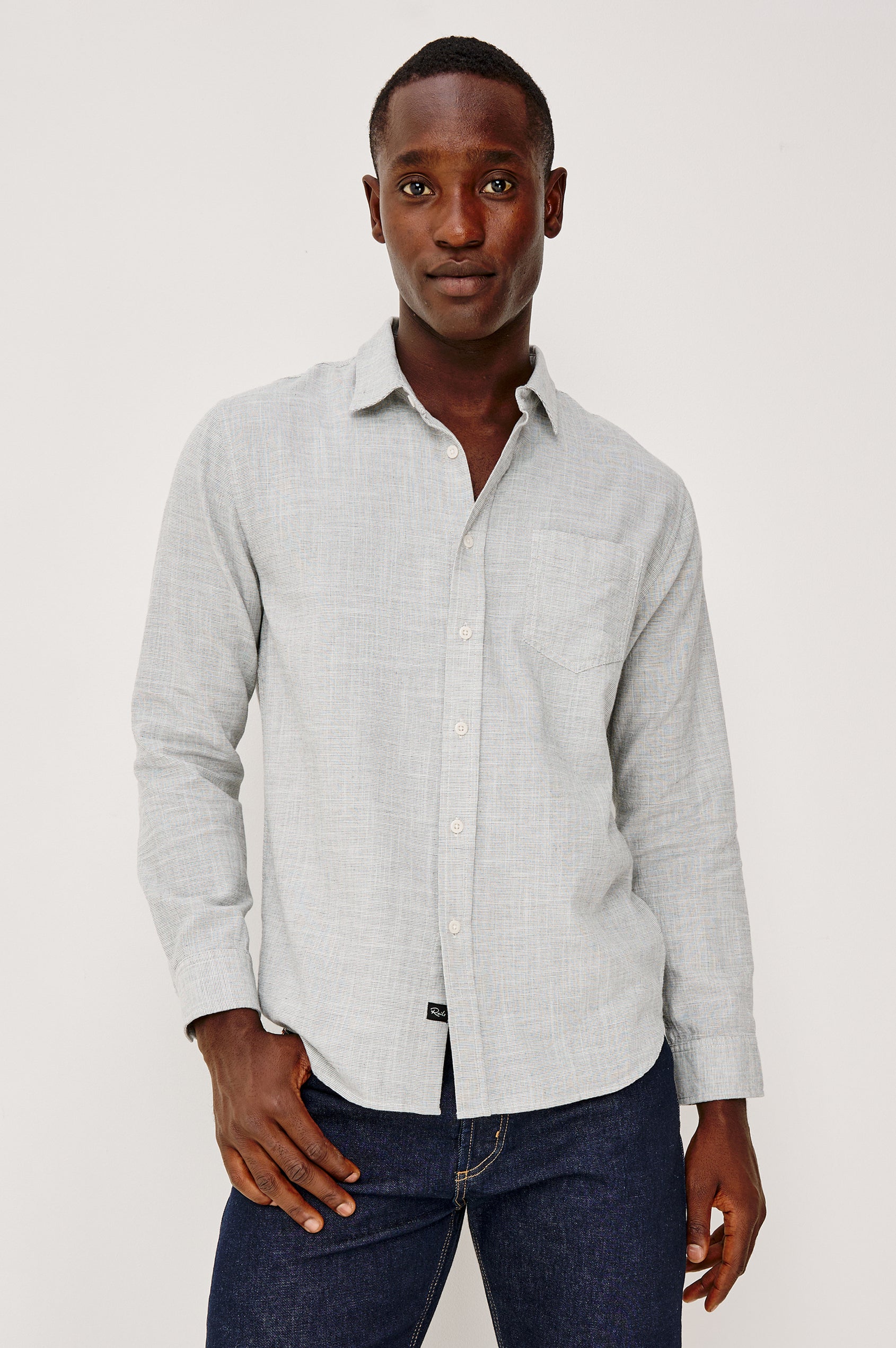 platinum dress shirt RBM Platinum Cotton Button-Down Long Sleeve Casual Dress Shirt Men's Size 34/35