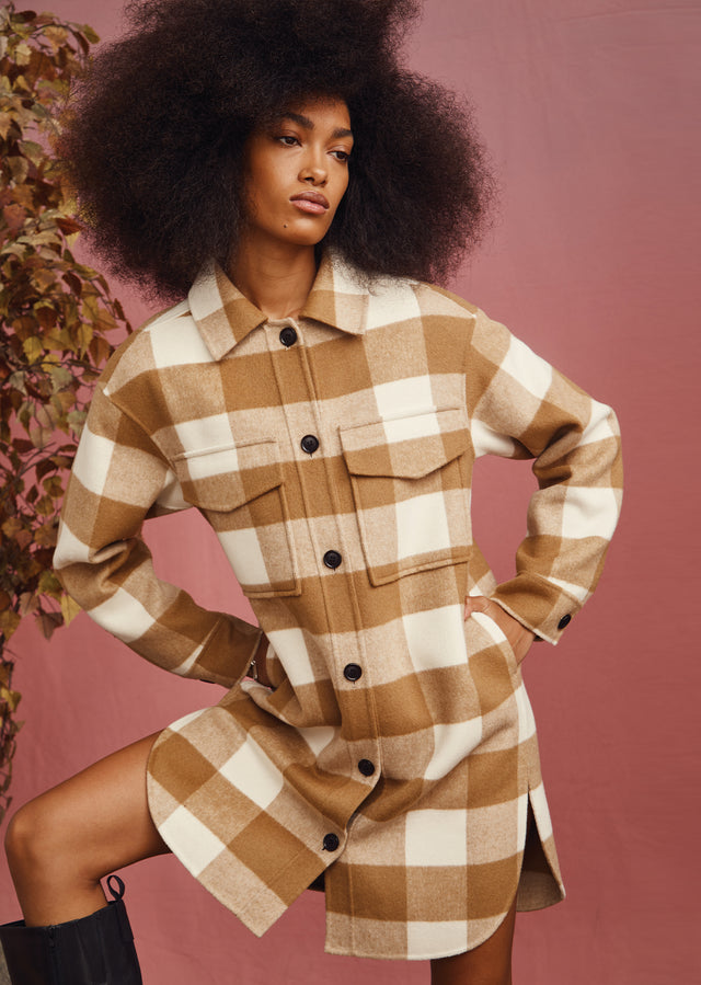 EDITORIAL IMAGE OF MODEL WEARING JARO COAT