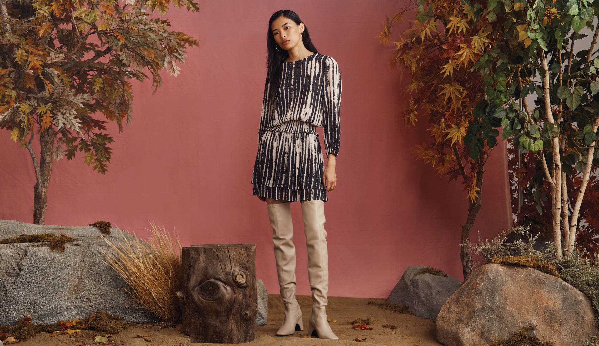 FRONT FULL BODY IMAGE OF MODEL WEARING INEZ DRESS