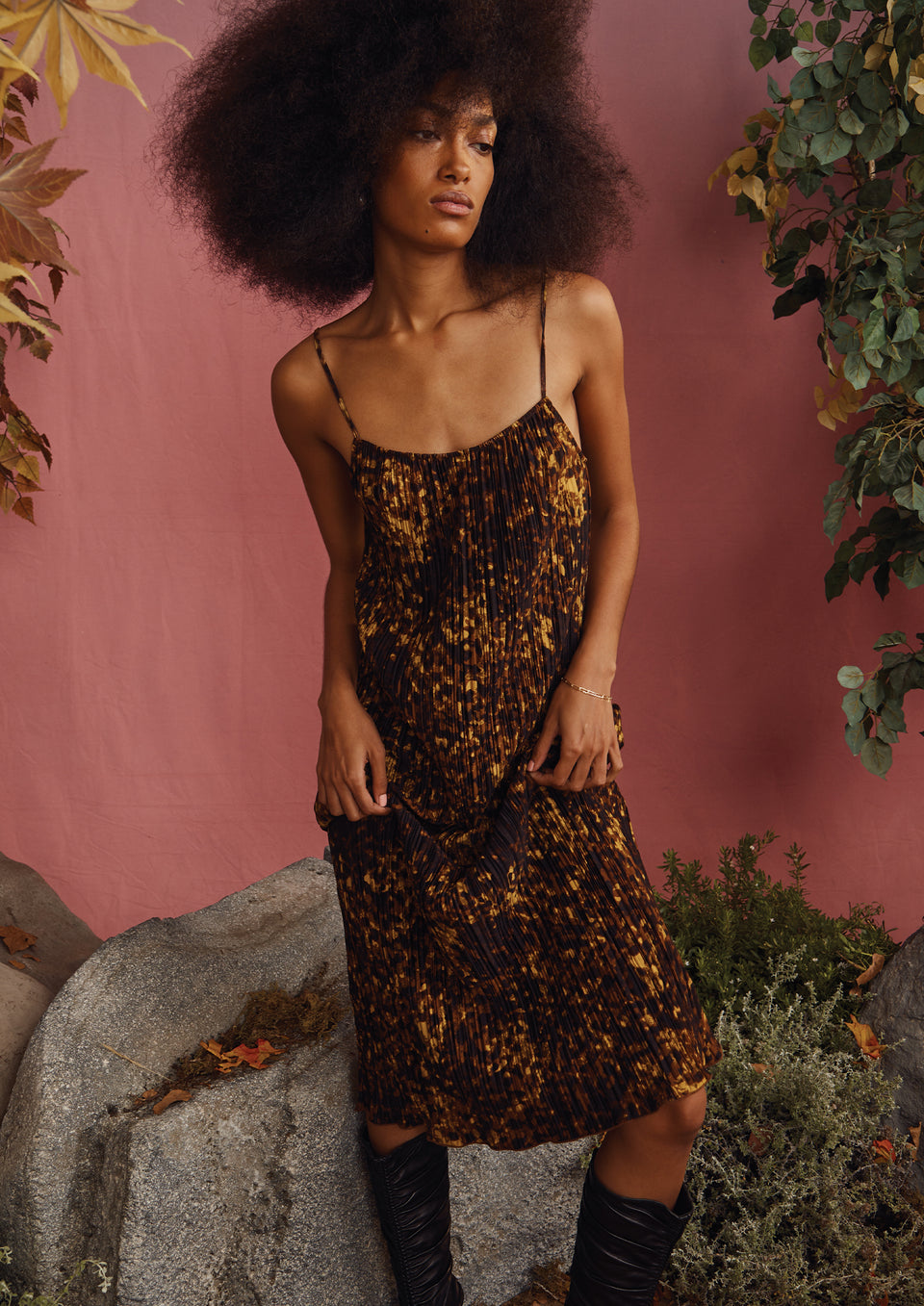 FRONT EDITORIAL IMAGE OF MODEL WEARING AMI DRESS