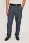 Zimmer pant is a relaxed pleated trouser, with side pockets in a Blue Meridian colorway. Front view featured on model.