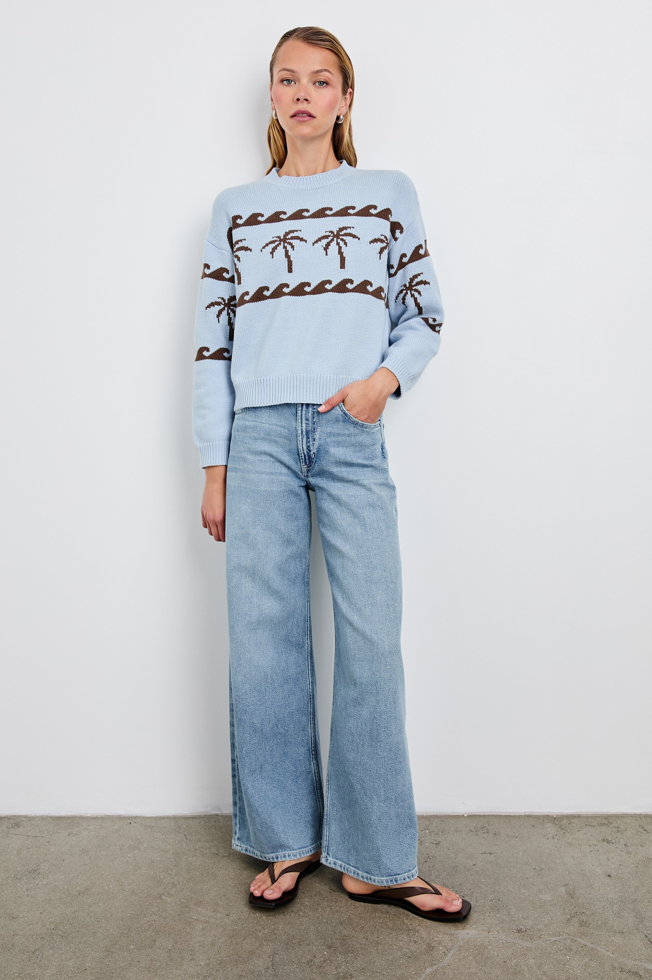 ZOEY SWEATER - PALM STRIPE – Rails