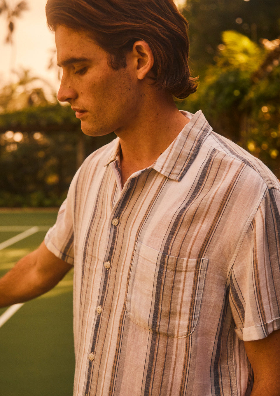 CLOSE UP OF MORENO SHIRT IN BRUMA STRIPE