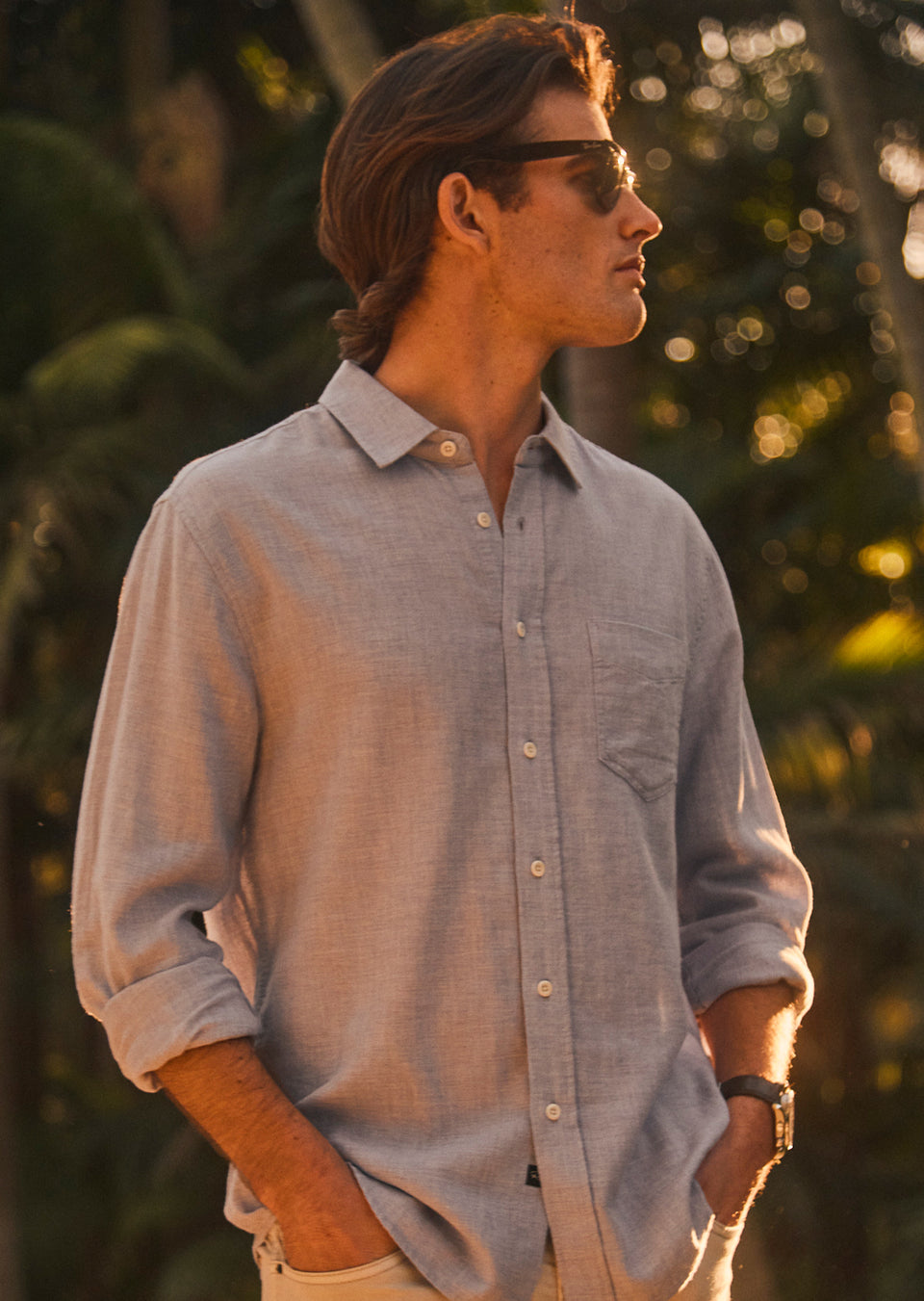 EDITORIAL IMAGE OF WYATT SHIRT IN IRON GATE
