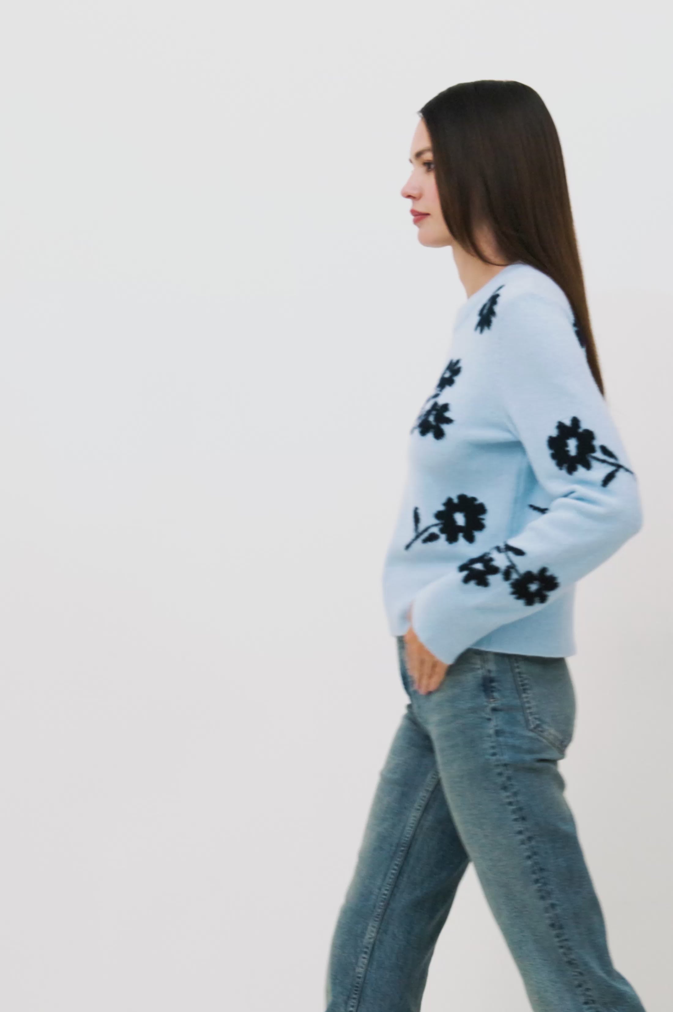 ANISE SWEATER - WINTER BLUE FLORAL – Rails