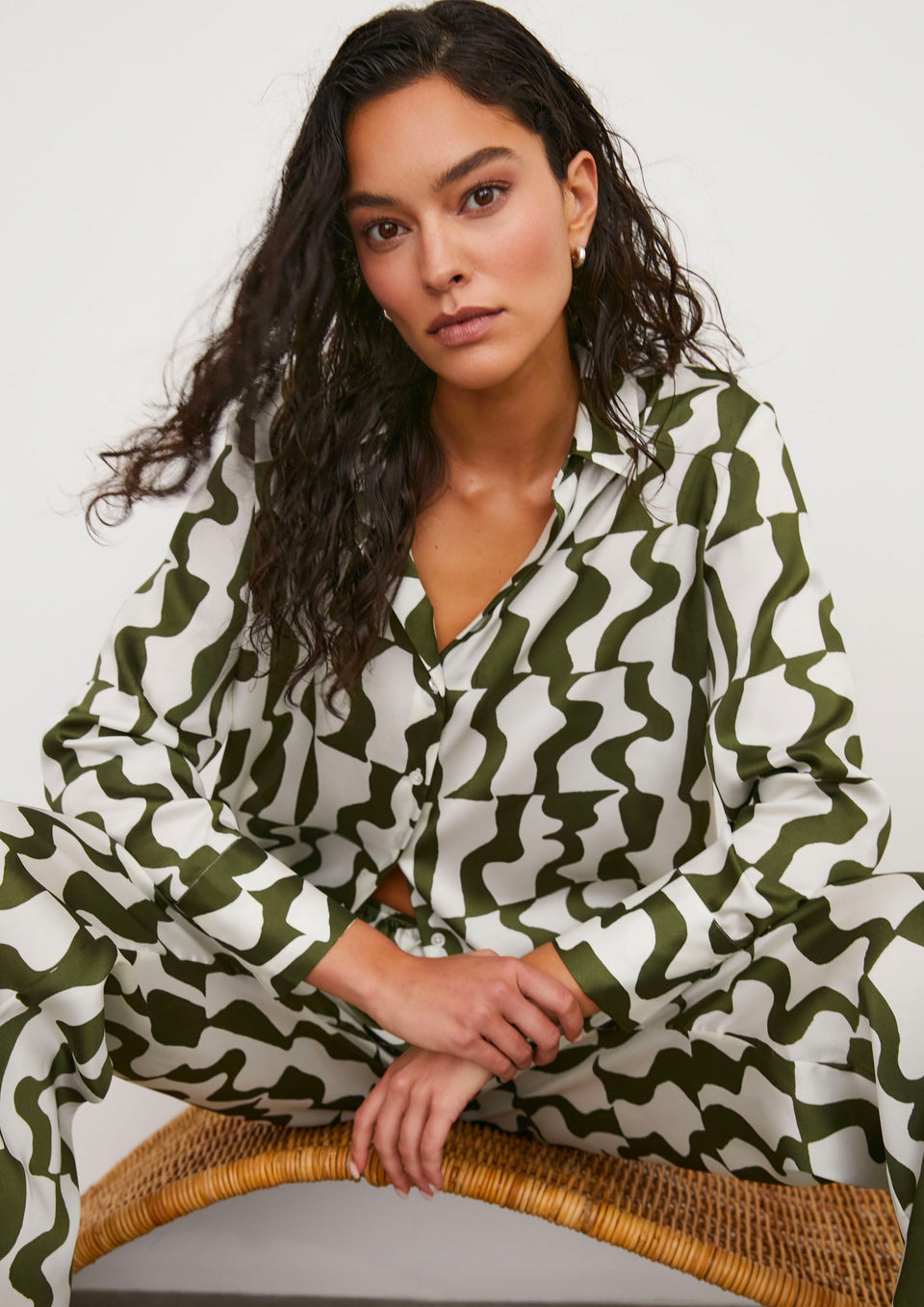 FRONT EDITORIAL IMAGE OF MODEL WEARING LEDGER SHIRT AND DAMANI PANT