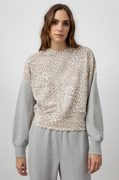 Alice Mixed Grey Cheetah Long Sleeve Sweatshirt - front