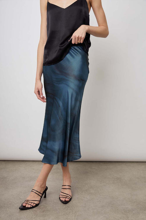 ANYA BLUE COAST SKIRT- FRONT IN MOTION