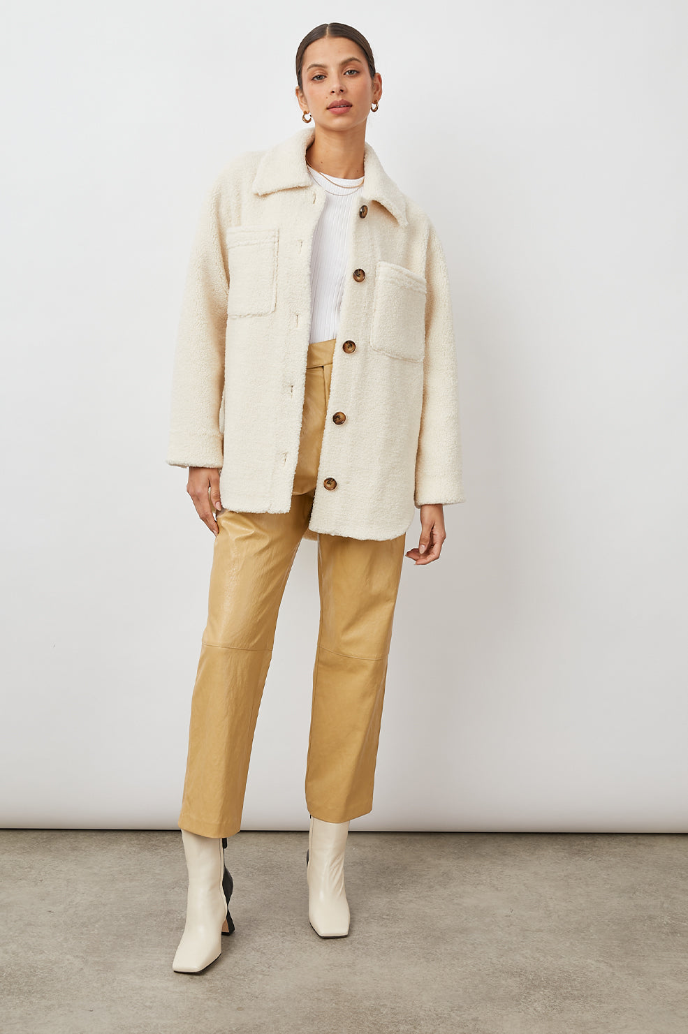 CONNIE SHIRT JACKET - IVORY TEDDY – Rails