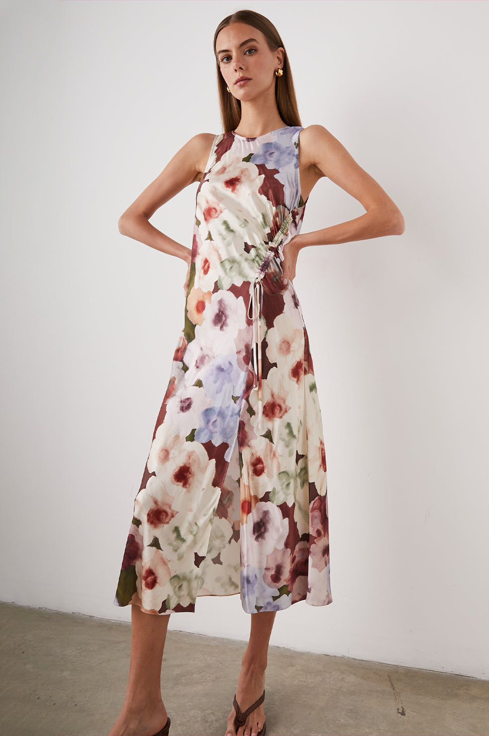 GABRIELLA DRESS PAINTED ROSE - ARMS CROSSED