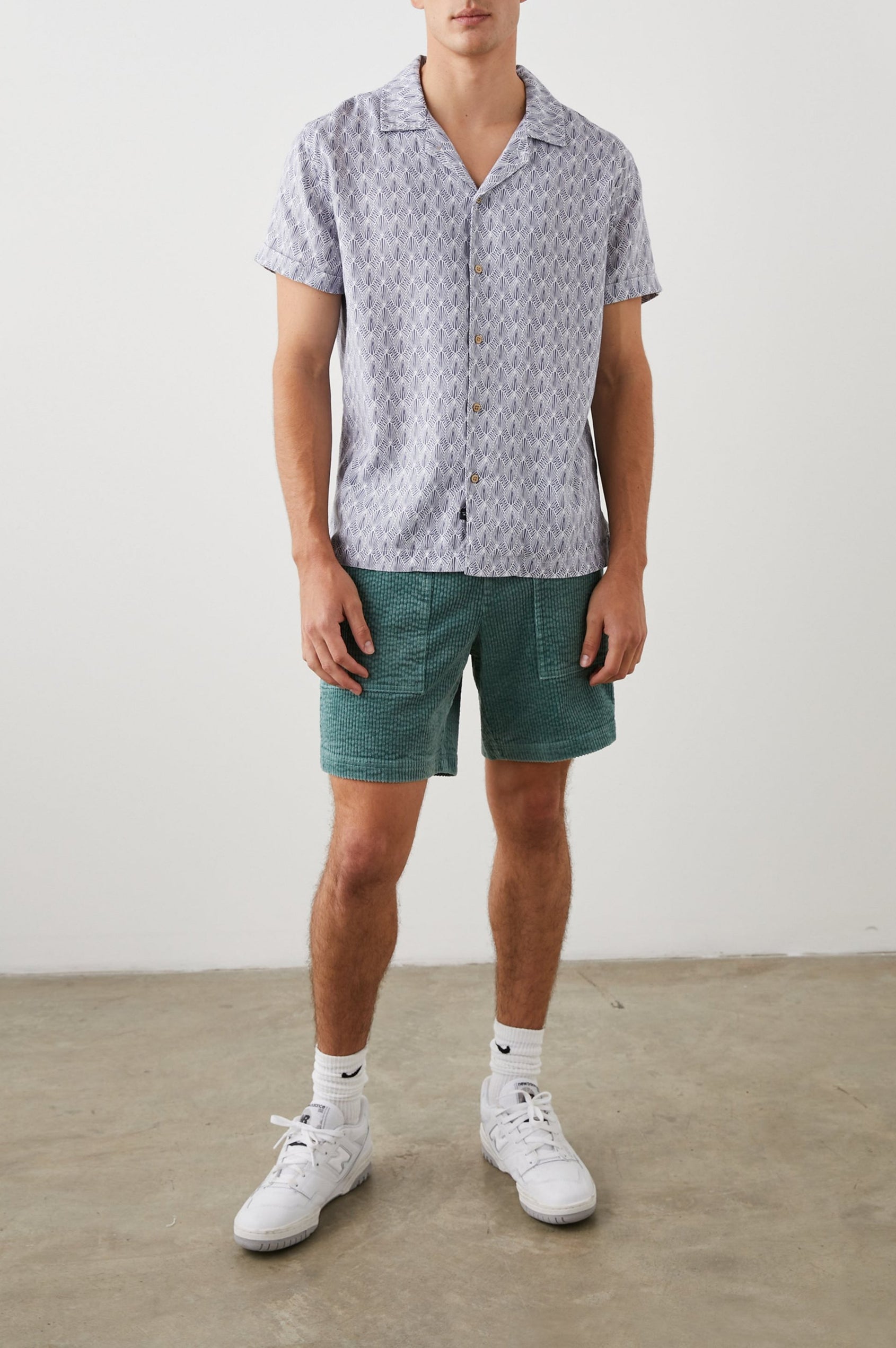 LANAI SHIRT TIN STAMP SEATIA WHITE - FULL FRONT BODY