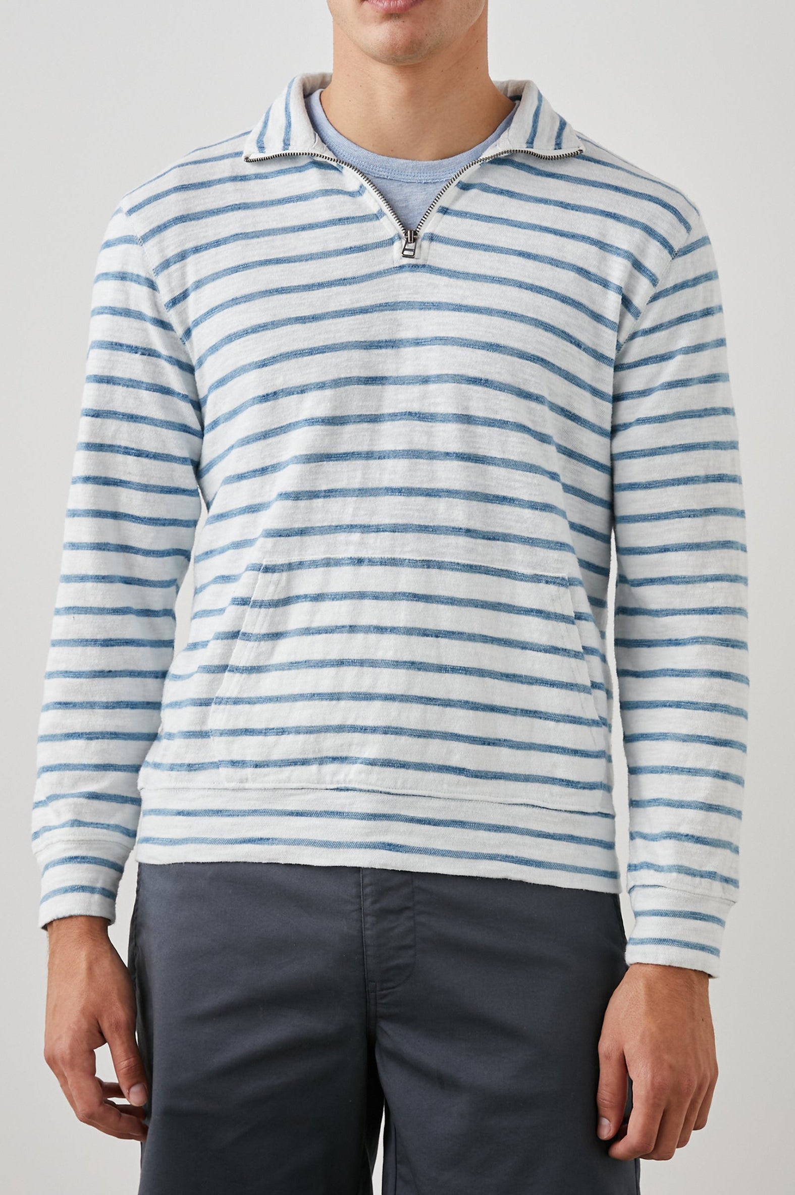 LEORIO SWEATSHIRT BRETON STRIPE CANVAS - FRONT