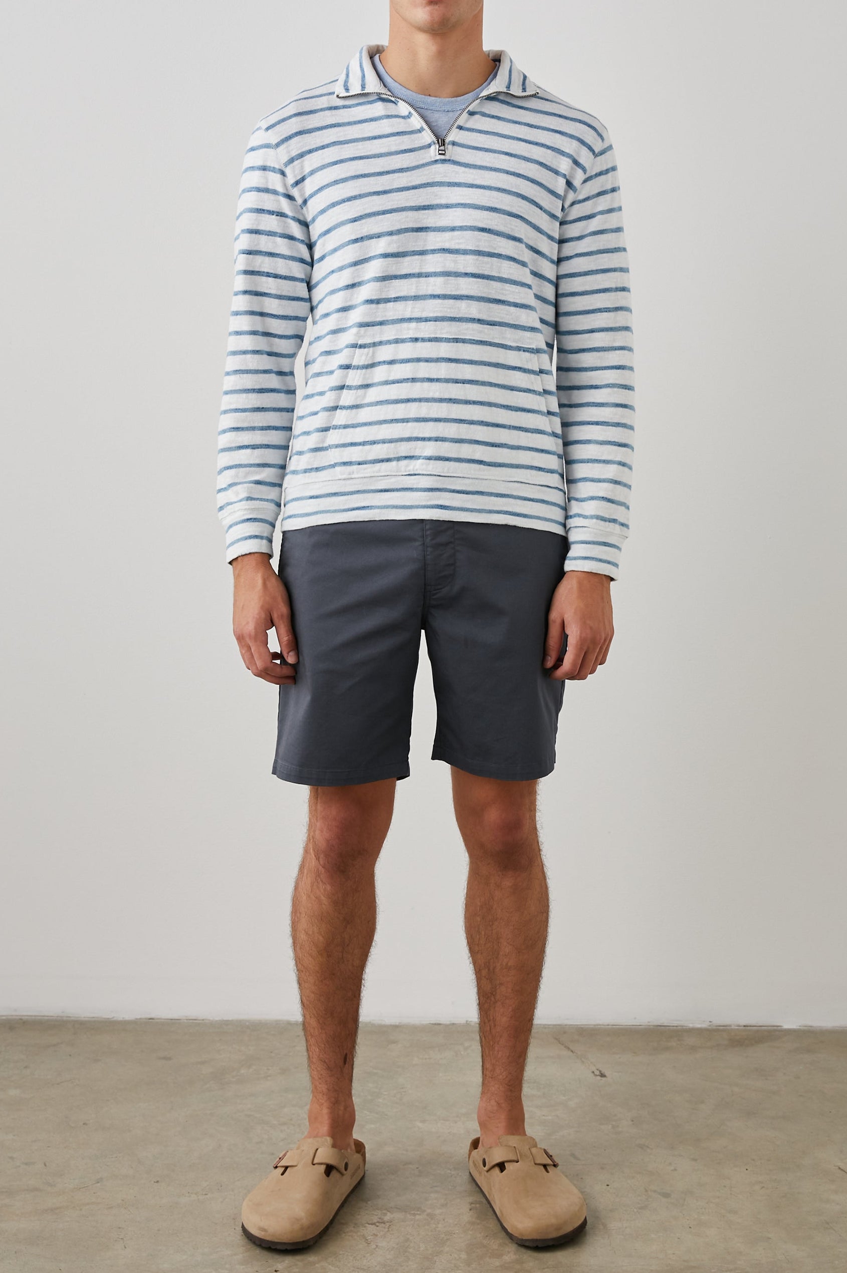LEORIO SWEATSHIRT BRETON STRIPE CANVAS - FULL FRONT BODY
