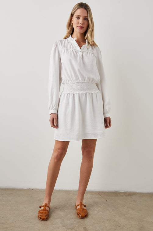 SHAWNA DRESS WHITE -FRONT FULL BODY