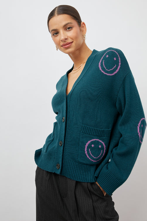 REESE FOREST SMILIES CARDIGAN- FRONT